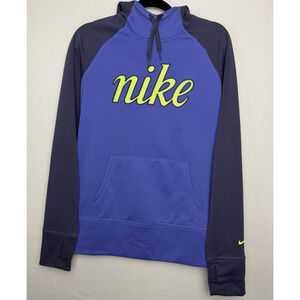 Nike Women's Therma Fit Fleece Long Sleeve Pullover Hoodie Size Medium Blue
